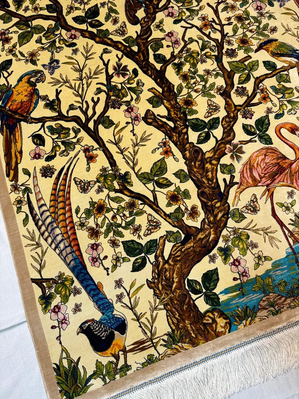 Iran made silk Carpet 100% fine silk, Dimension: 3X5 feet, Double knot with 1500 Reads. Hand and Machine, Made in Iran. - Image 5