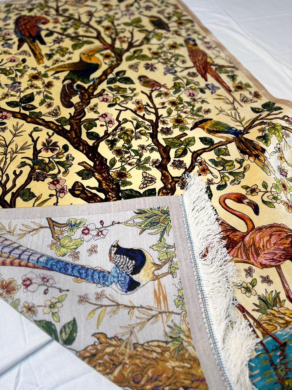 Iran made silk Carpet 100% fine silk, Dimension: 3X5 feet, Double knot with 1500 Reads. Hand and Machine, Made in Iran. - Image 2