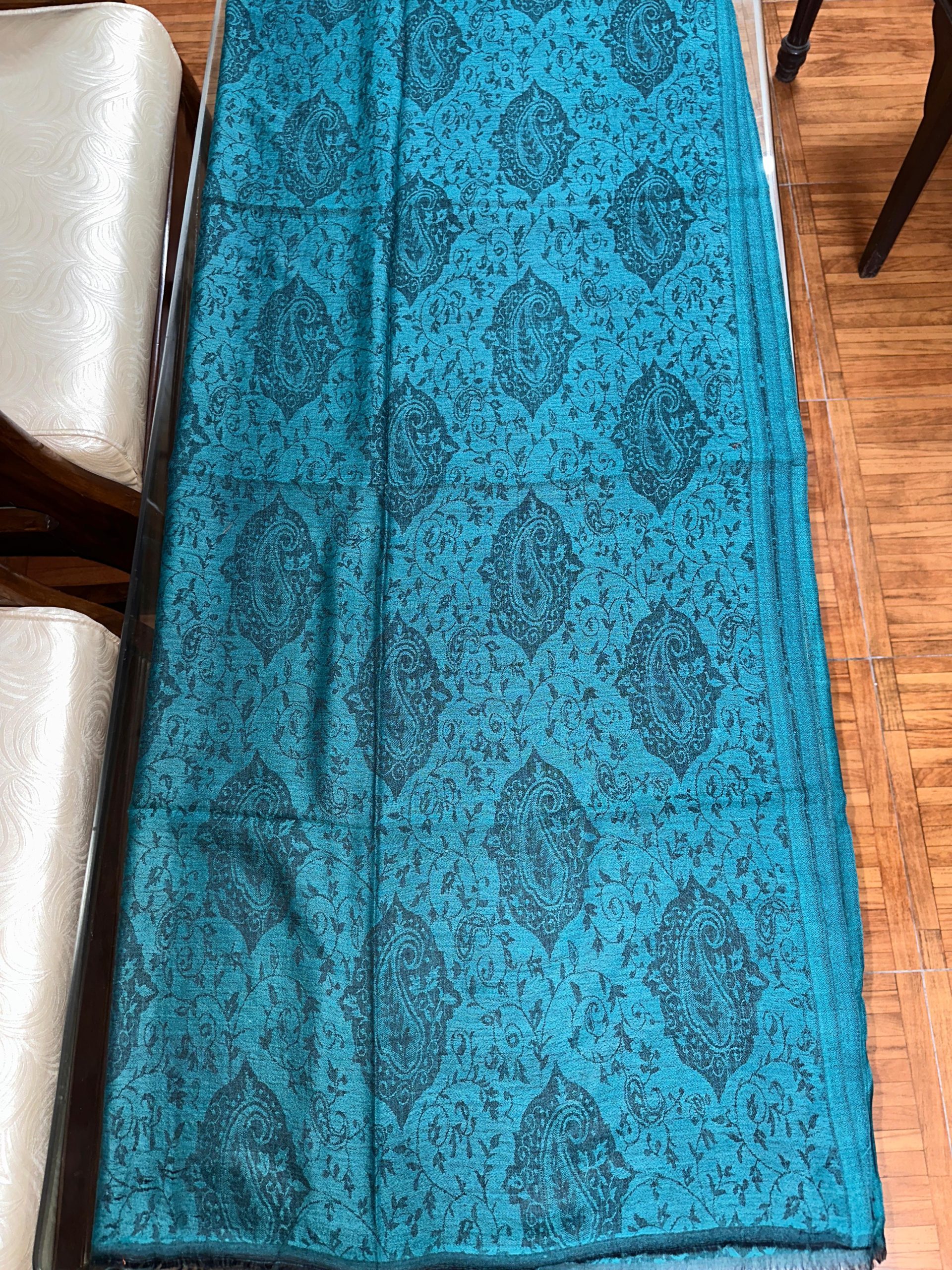 Subtle Sophistication: Sea Green Pashmina with Self Print - Image 2