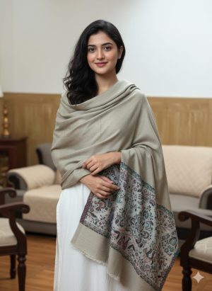 Toosh Fabric with Kashmiri Kaani Border, Fine Quality