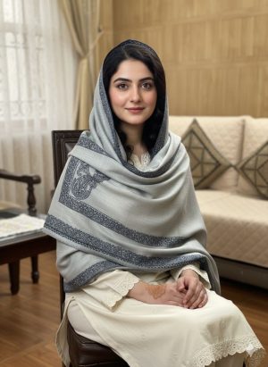 Toosh Fabric with Double Border Kaani Work, Fine Quality