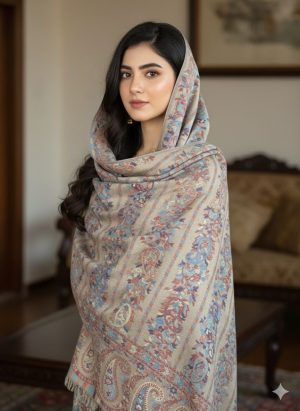 A Tapestry of Luxury: Pashmina with Multi-Colour Kaani Work