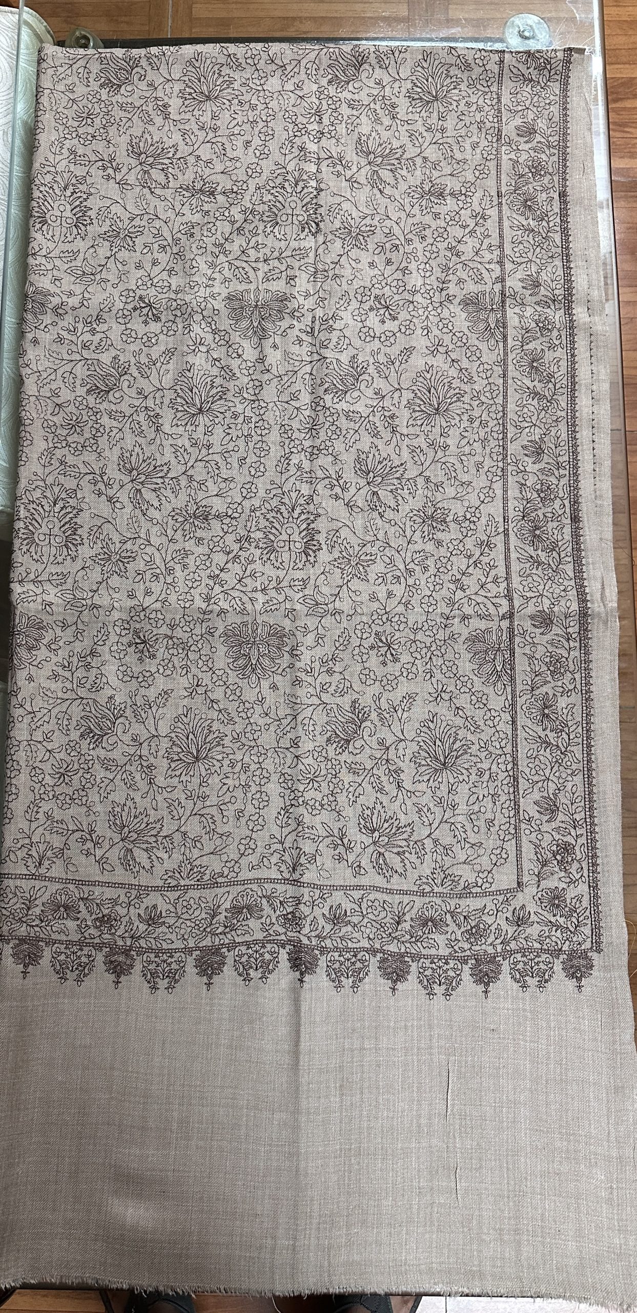 The Azure Bloom: Superfine Embroidered Marina Shawl - Image 2