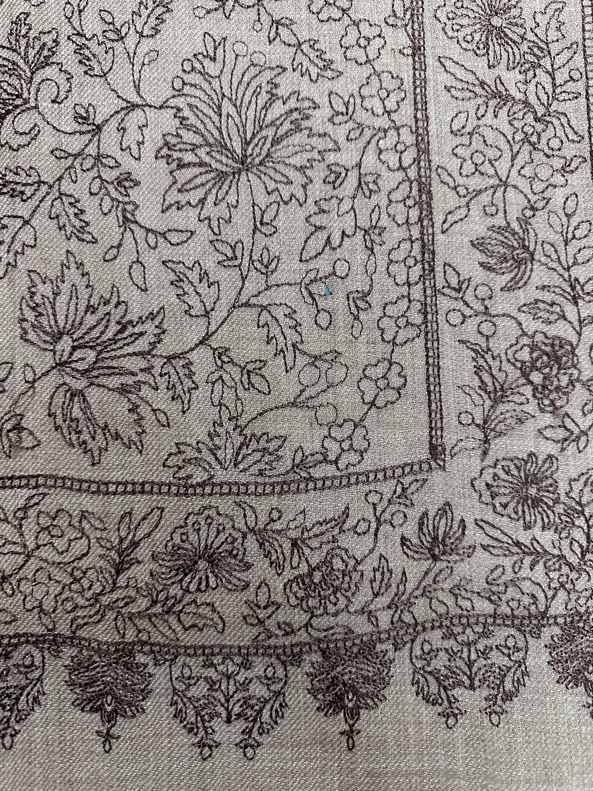 The Azure Bloom: Superfine Embroidered Marina Shawl - Image 4