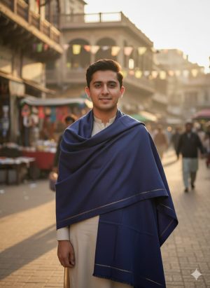Rich Tradition: Gents Wool Shawl from Swat in Purple