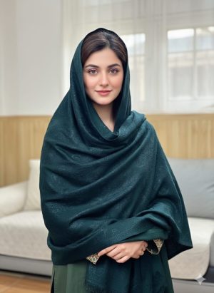 The Azure Bloom: Superfine Embroidered Marina Shawl