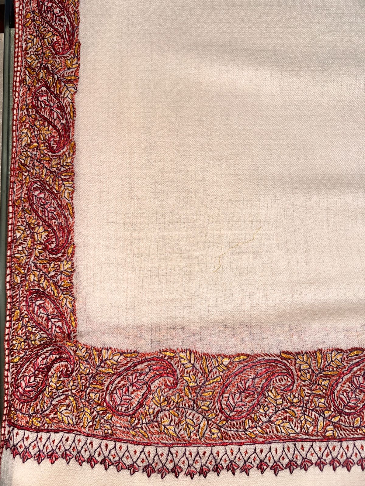 Super Fine Pashmina with Medium Border Hand Embroidery - Image 5