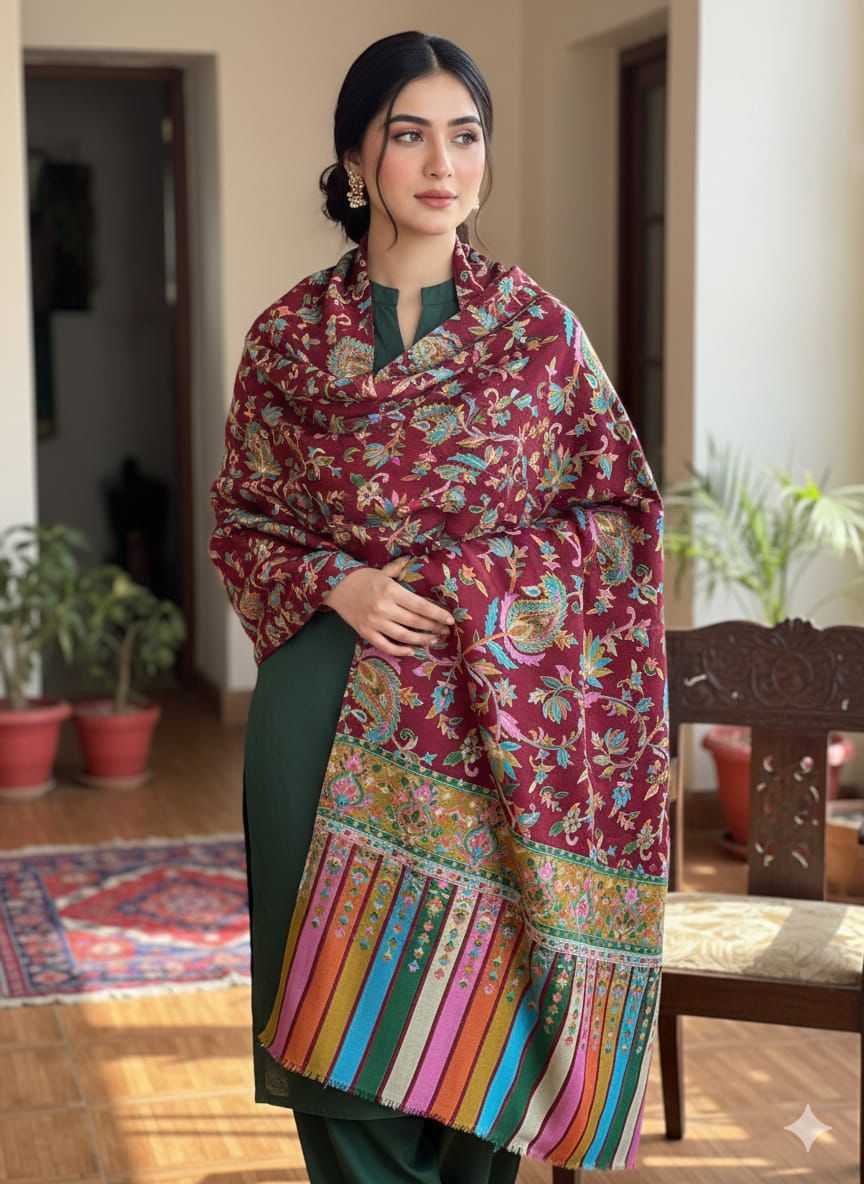 Pure Pashmina with Kashmiri Kalam Kaar