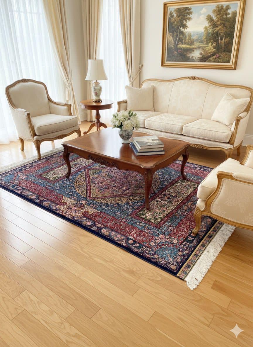 Iran made silk Carpet 100% fine silk, Dimension: 3X5 feet, Double knot with 1500 Reads. Hand and Machine, Made in Iran.