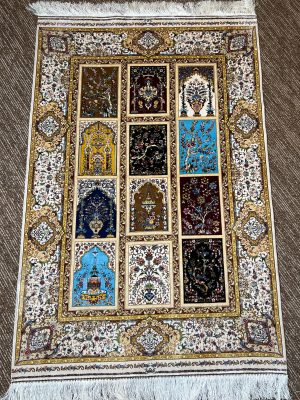 Semi Handmade Pure silk Iranian Carpet