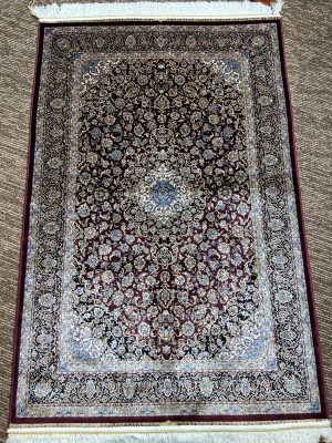 Semi Handmade Pure silk Iranian Carpet