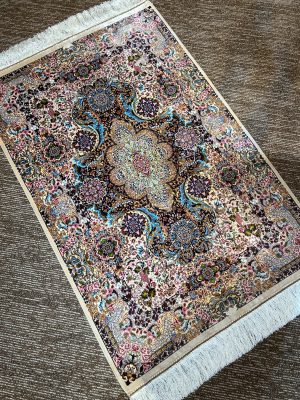 Semi Handmade Pure silk Iranian Carpet