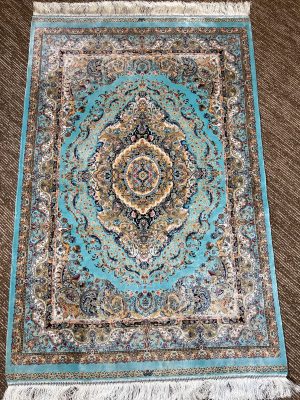 Semi Handmade Pure silk Iranian Carpet