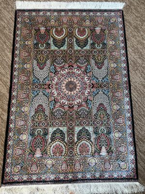 Semi Handmade Pure silk Iranian Carpet