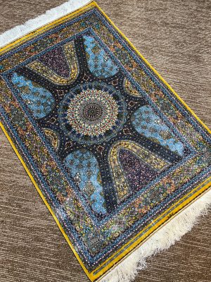 Semi Handmade Pure silk Iranian Carpet